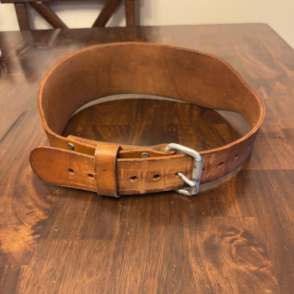 Altus Brown Leather Weightlifting Belt Mens Powerlifting Lumbar Support 28"-39"